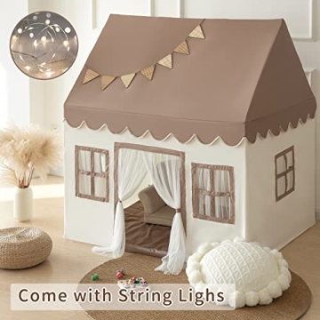 Kids Fairy Tale Play Tent with Mat Lights Indoor Castle