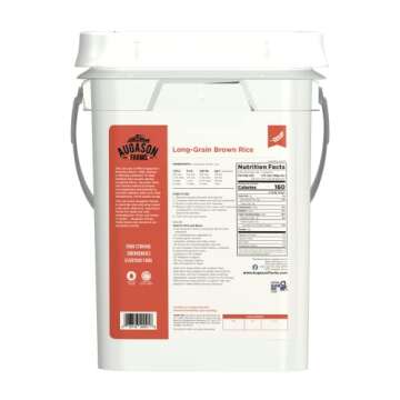 Augason Farms Long Grain Brown Rice 4-Gallon Pail, Emergency Food Supply, Everyday Meals, 242 Servin...