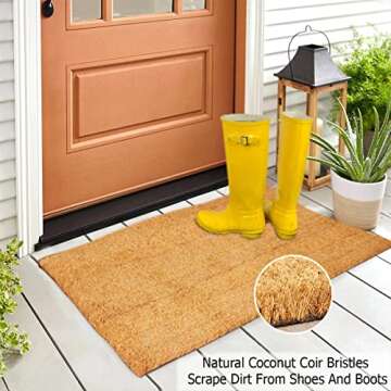 IRONGATE Coco Coir Doormat - 2 Pack - Non Slip Heavy Rubber Back Dirt Trapping Welcome Rug - Easy Clean Durable Indoor Outdoor Mats - Entryway Front Door Porch Heavy Traffic Areas -17 X 30- Natural