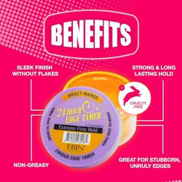 EBIN NEW YORK 24 Hour Edge Tamer Refresh Kiwi Pineapple 8.25oz/250ml | Extreme Firm Hold | Smooths & Tames Frizz | No Flaking, High Shine | Long-Lasting Styling Gel for All Hair Types