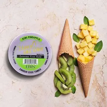 EBIN NEW YORK 24 Hour Edge Tamer Refresh Kiwi Pineapple 8.25oz/250ml | Extreme Firm Hold | Smooths & Tames Frizz | No Flaking, High Shine | Long-Lasting Styling Gel for All Hair Types