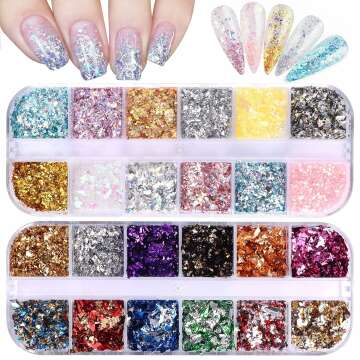24 Grid Holographic Nail Art Foil Flakes for Stunning Nails