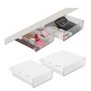 2 Pack Under Desk Storage Drawer Slide Out for Office Organization