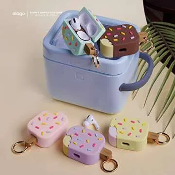 elago Ice Cube Case with Carabiner Compatible with Apple AirPods Pro, Cute and Cute 3D Design Case Cover (Blueberry)
