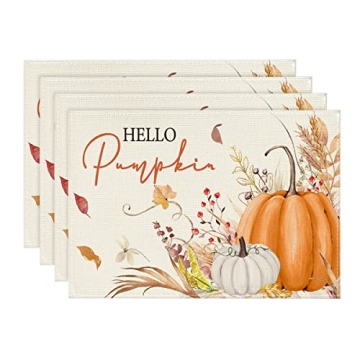 Artoid Mode Fall Placemats Set of 4 for Dining Decoration