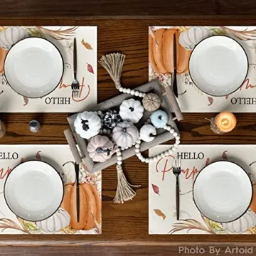 Artoid Mode Fall Placemats Set of 4 for Dining Decoration