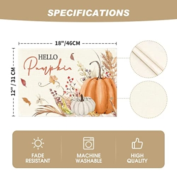 Artoid Mode Fall Placemats Set of 4 for Dining Decoration