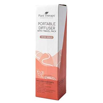 Plant Therapy Rose Gold Portable Diffuser Travel Pack, includes The Travel Essential Oil Blend 10 mL (1/3 oz) 100% Pure, Undiluted, Natural Aromatherapy, Therapeutic Grade