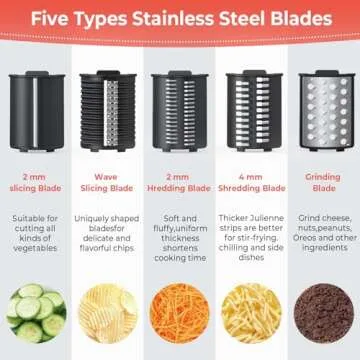 Electric Cheese Grater - 5 Blades, 250W Power, Easy Clean