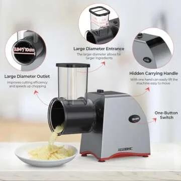 Electric Cheese Grater - 5 Blades, 250W Power, Easy Clean