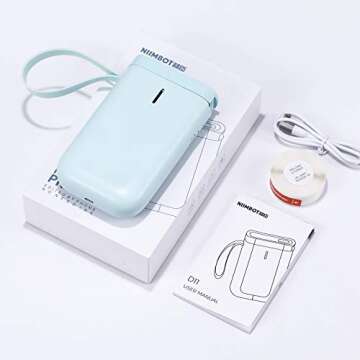 NIIMBOT D11 Label Maker Machine All-in-One Handheld Rechargeable Label Printer Wireless Connection with Smartphone for Office Home Organization No Ink Consumption