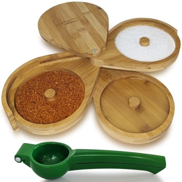 The Velvet Bow Tie | Margarita Salt Rimmer Set | 3-Tiered Bamboo Glass Rimmer | Handheld Citrus Juic...