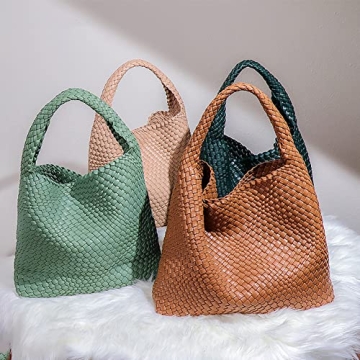 Stylish Vegan Leather Women’s Woven Tote Handbag