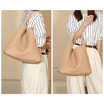 Stylish Vegan Leather Women’s Woven Tote Handbag