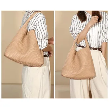 Stylish Vegan Leather Women’s Woven Tote Handbag