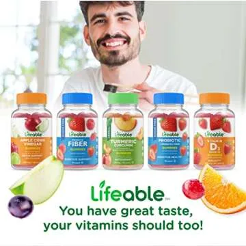 Lifeable Probiotics for Men | 10 Billion CFU | Great Tasting Mens Probiotic Gummies | Vegan Probiotic for Gut Health and Immune Support | Probiotics Gummies for Men | 90 Gummies