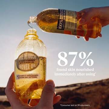 L'OCCITANE Cleansing & Softening Almond Shower Oil: Oil-to-Milky Lather, Softer Skin, Smooth Skin, Cleanse Without Drying, With Almond Oil, Best- Seller