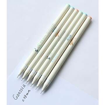 GANSSIA Colorful Cats Design 0.38mm Gel Pens Black Ink Pen Pack of 6 PCS
