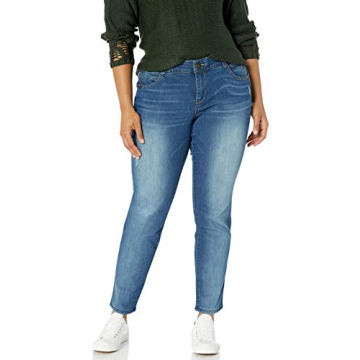 Democracy Women's Plus-Size "Ab"solution Straight Leg Jeans in Blue, Size 14 Plus