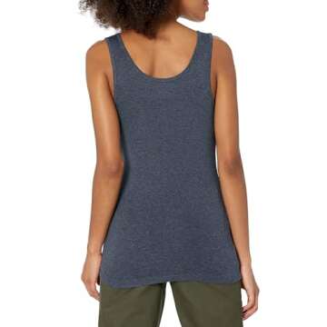 Amazon Essentials Women's Slim-Fit Tank, Pack of 2, Charcoal Heather/Ice Blue Heather, X-Small