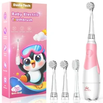 DADA-TECH Toddler Electric Toothbrush for Ages 1-3 with Fun LED Light and Timer