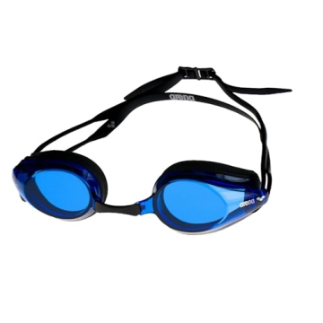 Arena Tracks Swim Goggles - Non-Mirror Black/Blue Design for Ultimate Clarity