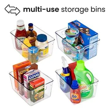 Homeries Pantry Organizer And Storage bins, Clear Cabinet Organizers And Storage for Kitchen, Pantry, Cabinets, Countertops, for Storing Packets, Spices, Sauce, Snacks, Cans, (Pack Of 4)