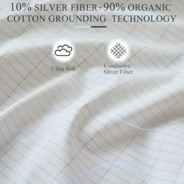 OZUBEEL Grounding Sheets, Grounding Mat for Bed Earth Grounded Sheet Pad 10% Silver Fiber+90% Organic Cotton, for Queen, King and All Mattress Sizes, with Outlet Tester & Cord 104"*24" (White)