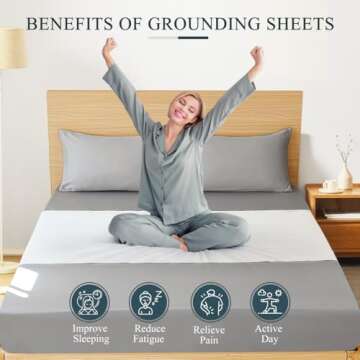 OZUBEEL Grounding Sheets, Grounding Mat for Bed Earth Grounded Sheet Pad 10% Silver Fiber+90% Organic Cotton, for Queen, King and All Mattress Sizes, with Outlet Tester & Cord 104"*24" (White)