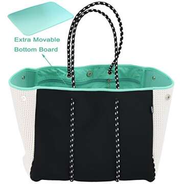 Stylish QOGiR Neoprene Beach Tote with Zipper Pocket