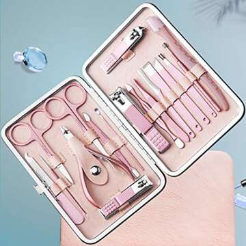 Manicure Set by Aoyuele Nail Clippers Set 18 in 1 Grooming Kit Stainless Steel Professional Pedicure...