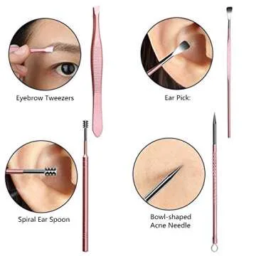 Manicure Set by Aoyuele Nail Clippers Set 18 in 1 Grooming Kit Stainless Steel Professional Pedicure Set,Nail Scissors,Nail File, Nose Hair Scissors,Eyebrow Razor,Ear-Pick,Tweezers (Rose Gold)