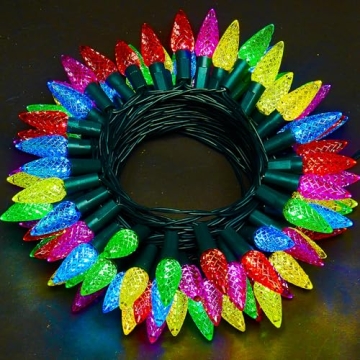 Multicolor WBao C6 Christmas Lights, 60 LED 20ft String with 8 Modes