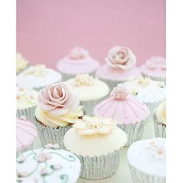 SUBANG 400 Pieces Foil Cupcake Liners Baking Cups Muffin Tins Treat Cups Foil Metallic Cupcake Liners for Weddings,Birthdays,Baby Showers,Silver Rose Gold Black and Gold