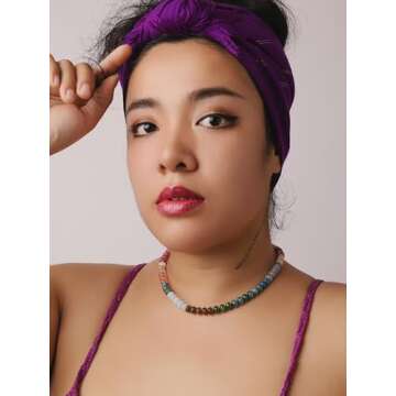 Sacina Boho Trendy Colorful Beaded Crystal Choker, Hippie Necklace, Y2k Summer Beach Necklace, Christmas Jewelry Gift for Women