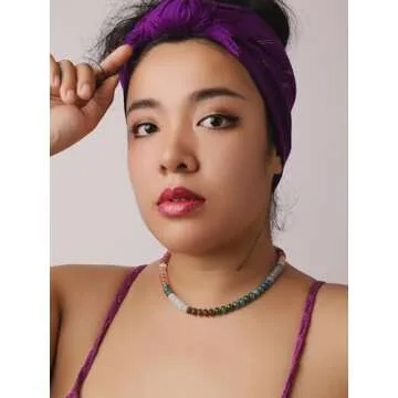 Sacina Boho Trendy Colorful Beaded Crystal Choker, Hippie Necklace, Y2k Summer Beach Necklace, Christmas Jewelry Gift for Women