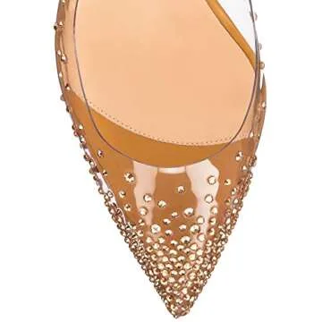 FSJ Studded Pointed Toe Transparent Pumps - Elegant Heels