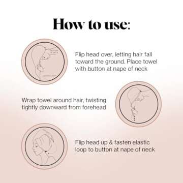 Kitsch Microfiber Hair Towel Wrap for Women - Valentines Gift for Her, Microfiber Towel, Super Absorbent, Quick Dry, Anti-Frizz - for Long and Short Hairs, Turbans for Women, Hair Wrap - Black