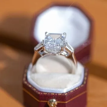 AINUOSHI Emerald Cut CZ Engagement Ring for Her