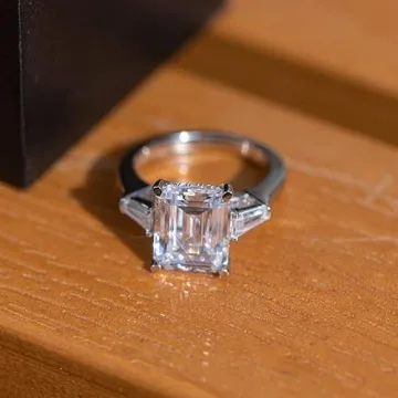 AINUOSHI Emerald Cut CZ Engagement Ring for Her