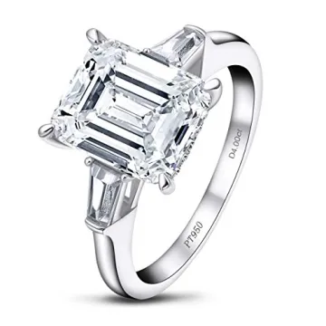 AINUOSHI Emerald Cut CZ Engagement Ring for Her