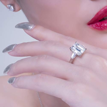 AINUOSHI Emerald Cut CZ Engagement Ring for Her