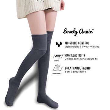 Lovely Annie Women's Knee High Cotton Socks - Stylish & Warm