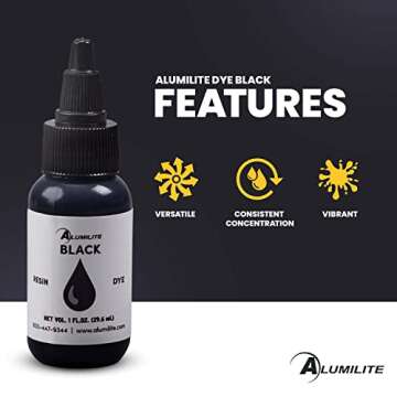 Alumilite Liquid Color Dye Tint for Resin Casing, Black, Highly Concentrated for Epoxy Coating, and Urethane, Ideal for Coloring Clear, Translucent, Opaque Art and Craft Projects - 1 Oz