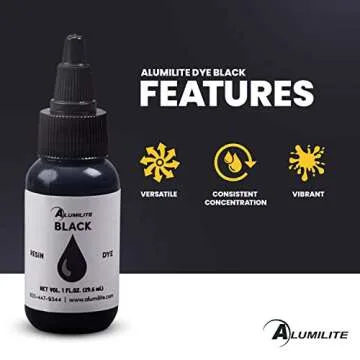 Alumilite Liquid Color Dye Tint for Resin Casing, Black, Highly Concentrated for Epoxy Coating, and Urethane, Ideal for Coloring Clear, Translucent, Opaque Art and Craft Projects - 1 Oz