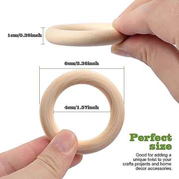 HNYYZL Wooden Rings for Crafting - 20 PCS Unfinished Natural Wood Circles for Arts, 6cm in Diameter