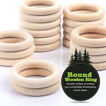 HNYYZL 20Pcs Natural Wooden Rings for Crafting