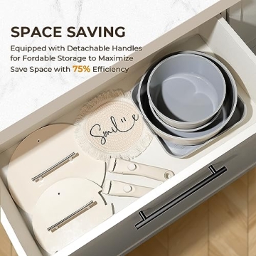 Pots and Pans Set with Detachable Handle - 12 Pcs Nonstick