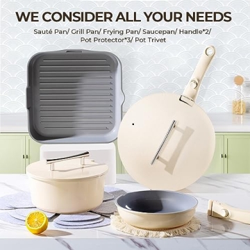 Pots and Pans Set with Detachable Handle - 12 Pcs Nonstick