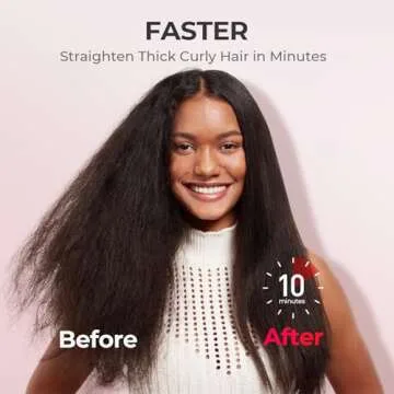 TYMO Ionic Hair Straightener Brush with 16 Temps, 30s Heat-up, Dual Voltage - for Thick, Thin, Curly Hair